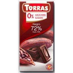 Chocolate Negro 72% Cacao Sin Azucar  75 Gramos