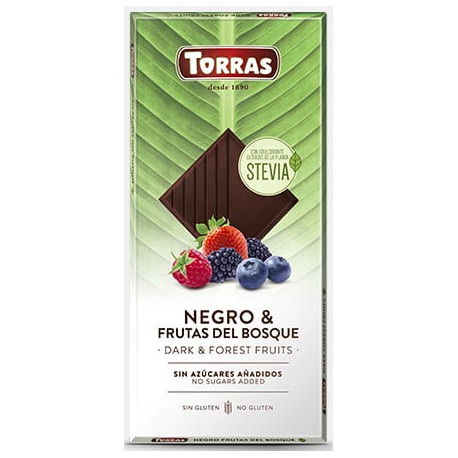 Chocolate Negro Con Frutos Del Bosque Con Stevia 125 Gramos